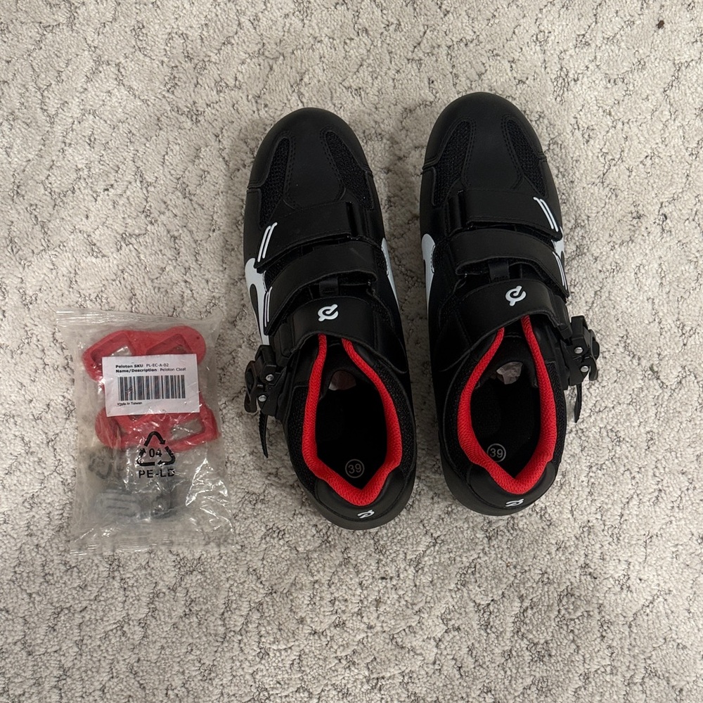 Peloton Black and Red Cycling Shoes